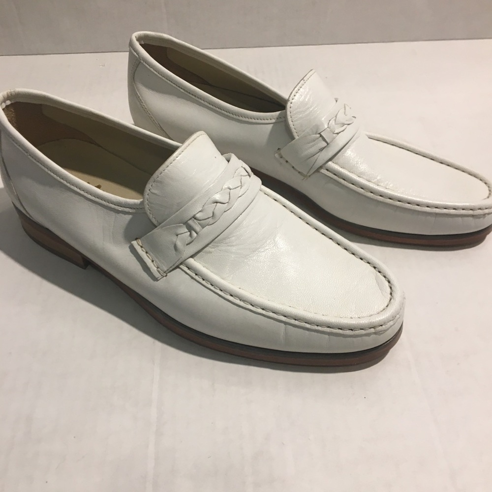 Stafford White Slip On Rider Loafer Shoes Size 8